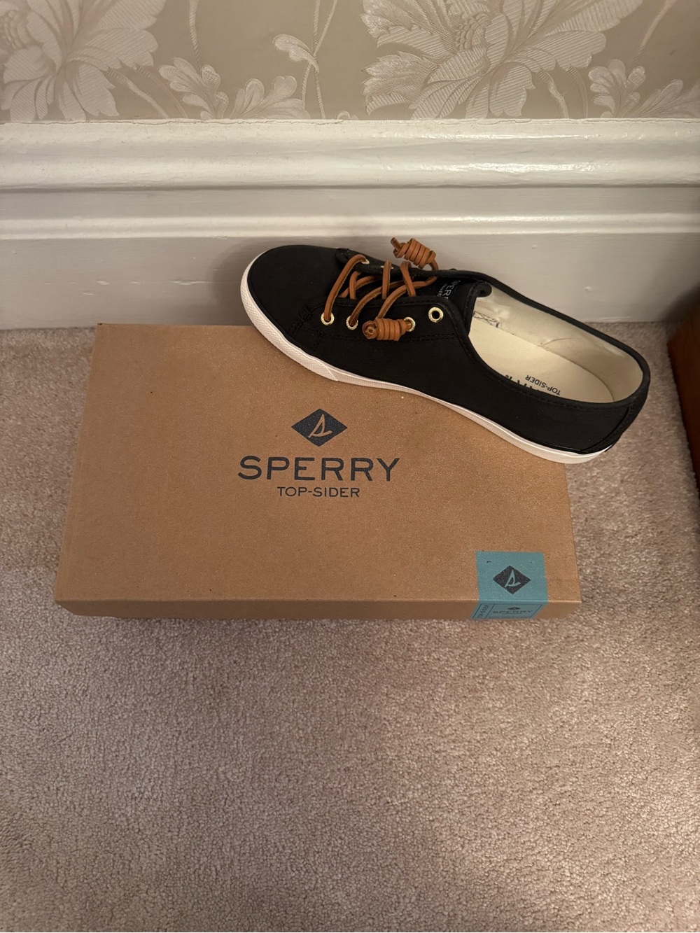 Sperry Black Canvas Sneaker with Tan Laces